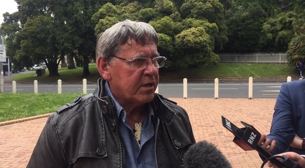 David Tamihere talking to media outside the High Court at Auckland today. Photo / Sam Hurley