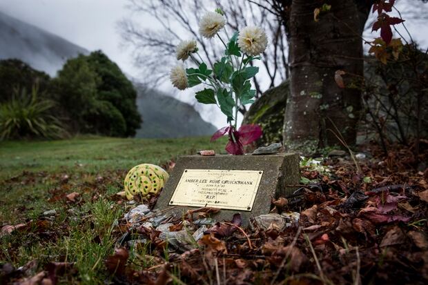 The memorial plaque to Amber-Lee in Kingston. It reads 'presumed drown'. New Zealand Herald photograph by Mike Scott