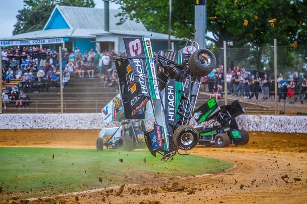 It was a chaotic opening night at Vodafone Springs Speedway. Photo / James Selwyn Photos