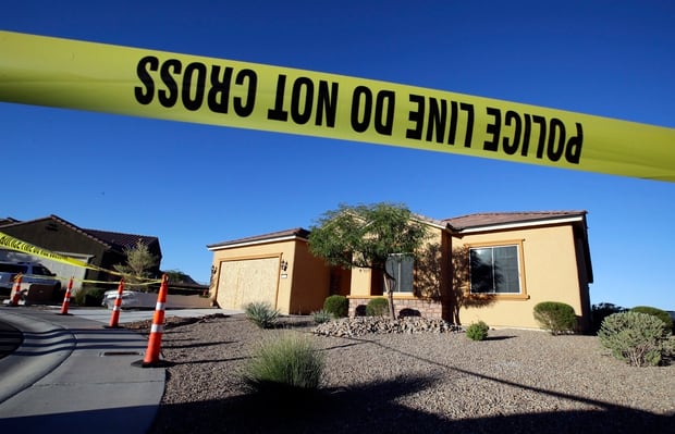 Police tape blocks off the home of Stephen Paddock in Mesquite, Nevada. Neighbours say they saw little of him. Photo / AP