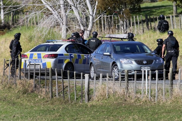 Police, Armed offenders squad and ambulance crews attend a shooting at Mount Tiger Road in Whangarei. Photo / Northern Advocate