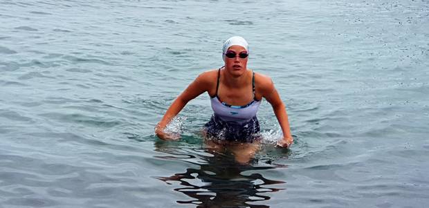 Emily Spear after defending her national open swim title in January. Photo / File