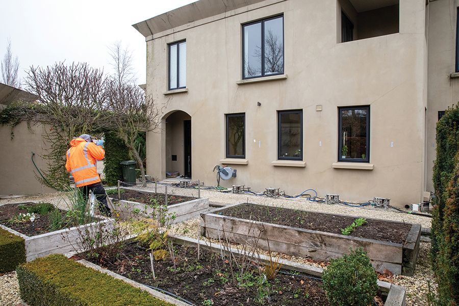 JOG Computer-Controlled Grouting being used to re-level a residential property with no major excavation required. Photo / Supplied. 