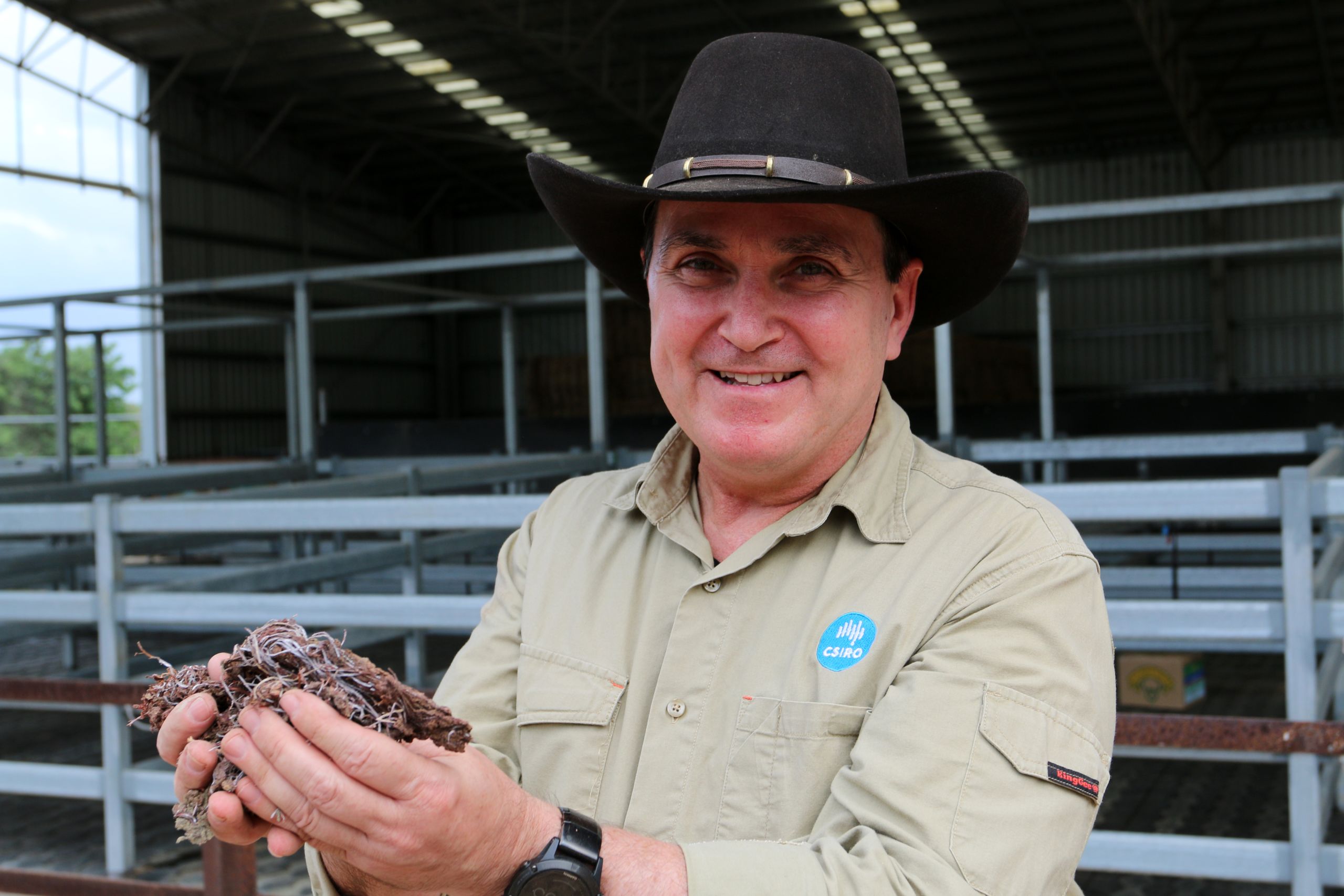 Dr Rob Kinley with freeze dried Asparagopsis. Photo / Supplied. 