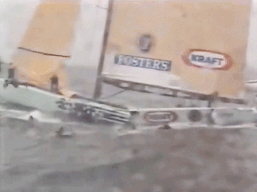 Australia One America's Cup yacht sinking off the coast of San Diego in the 1995 Louis Vuitton Cup final against Team New Zealand.