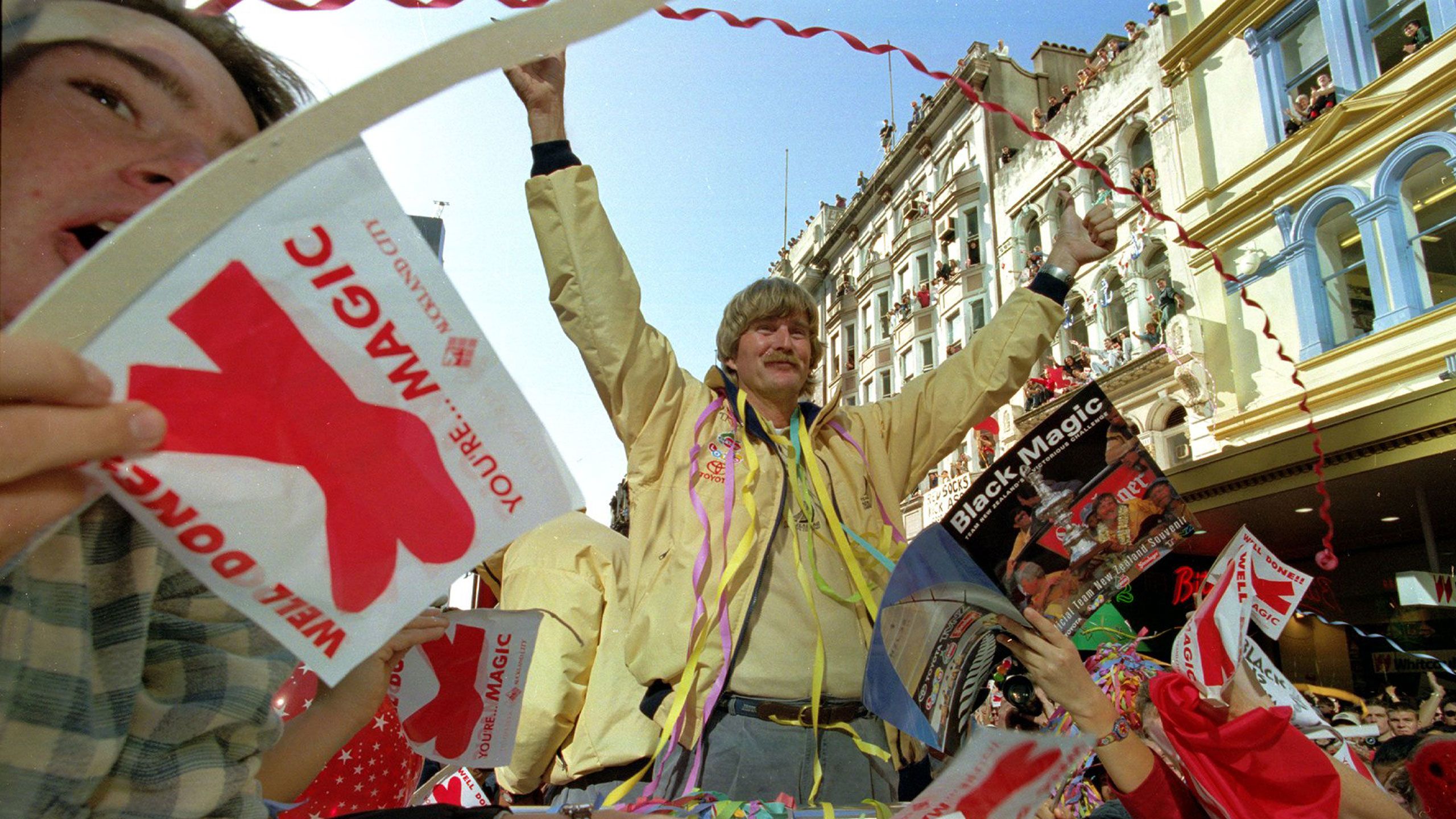 Sir Peter Blake during the America's Cup parade. 25 May, 1995. 
