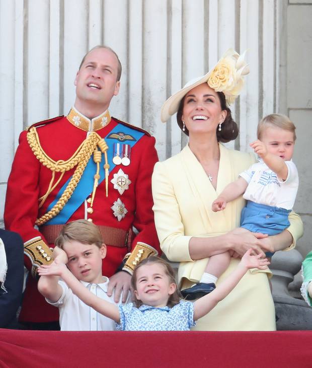 The Cambridges watched the Royal Air Force flyover together. Photo / Getty Images