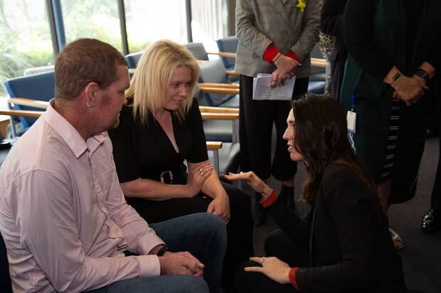 Prime minister Jacinda Ardern speaks to Vining and Melissa about the announcement of a new national cancer agency. Photo / File