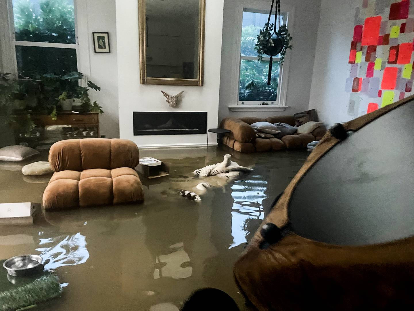 Stacy Gregg's home after heavy rains caused widespread flooding across the Auckland Region. Photo / Stacey Gregg