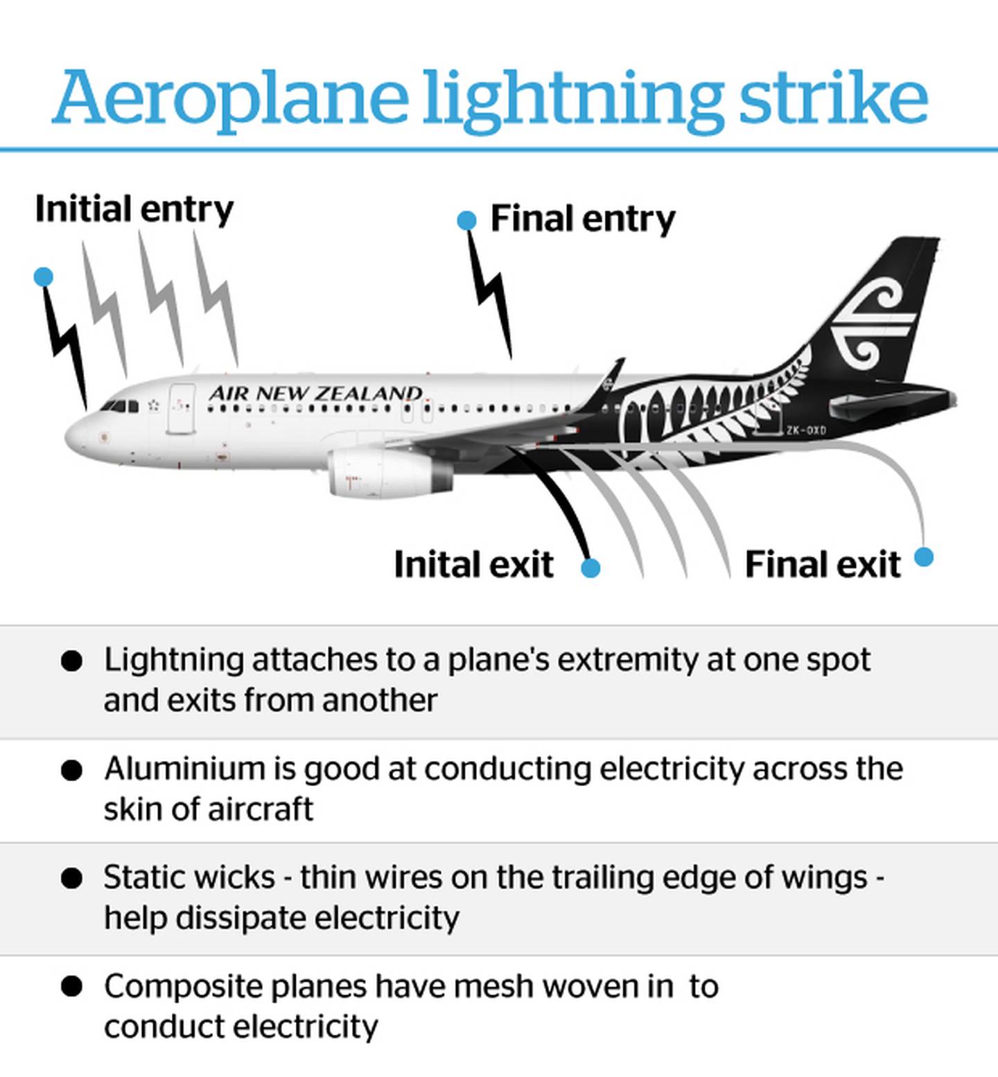 What happens when lightning strikes a plane NZ Herald