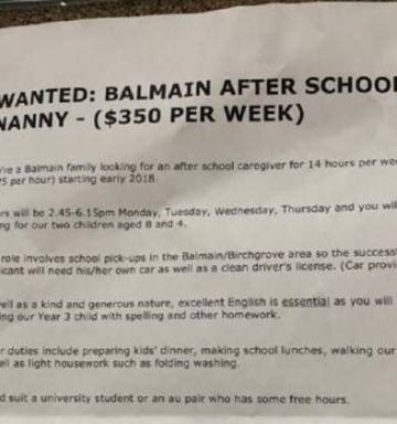 Ad For 27 Hr After School Nanny Job Comes With Extensive List Of