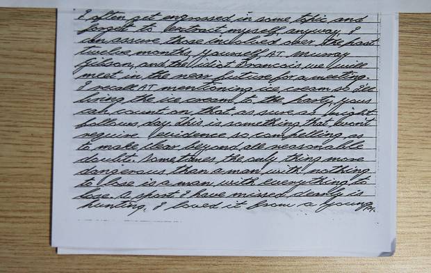 The threatening letter claimed to be from witness C. Photo / Doug Sherring