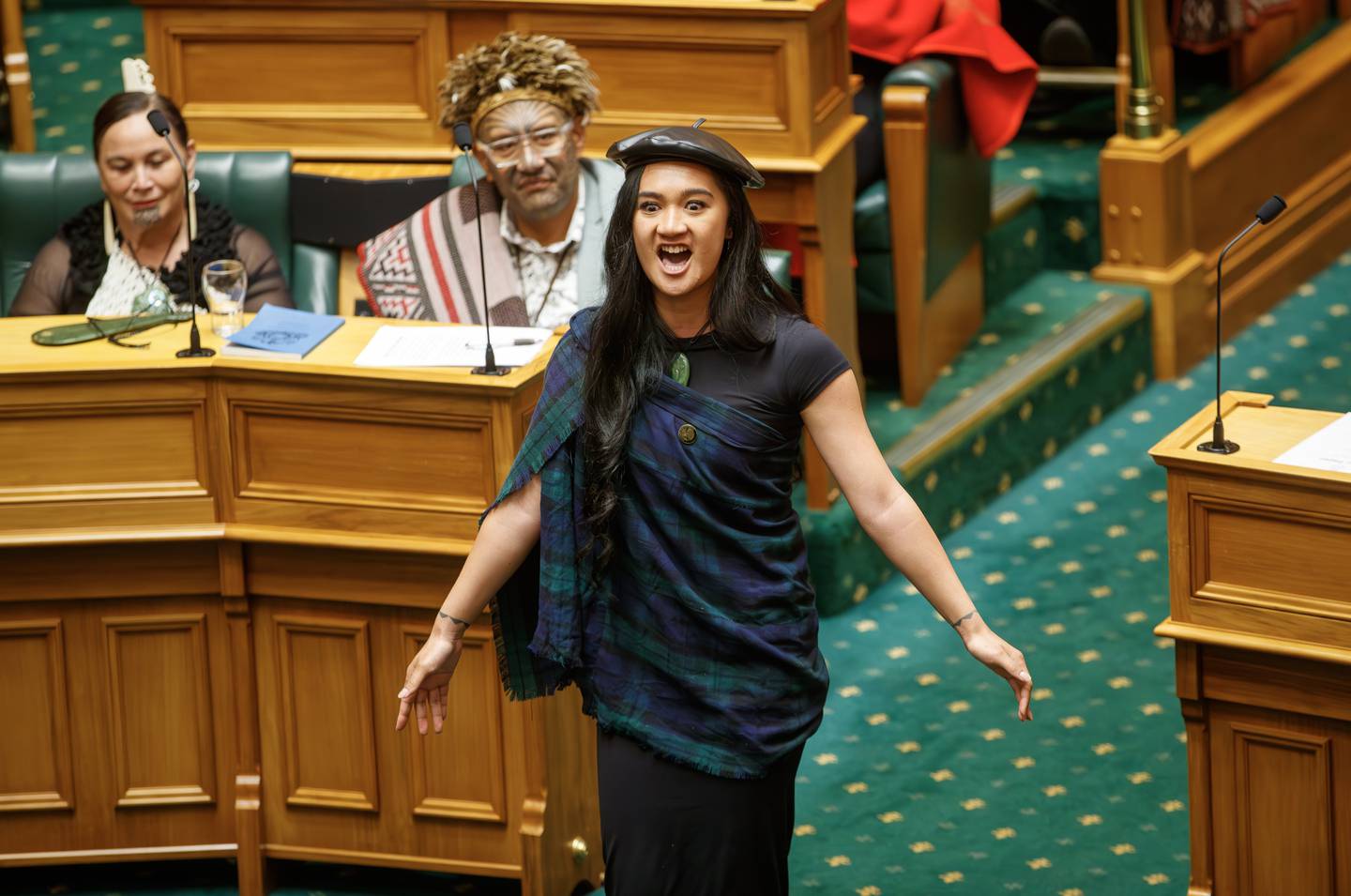 Te Pati Maori MP Hana-Rawhiti Maipi-Clarke in the Parliament chamber. Photo / Mark Mitchell
