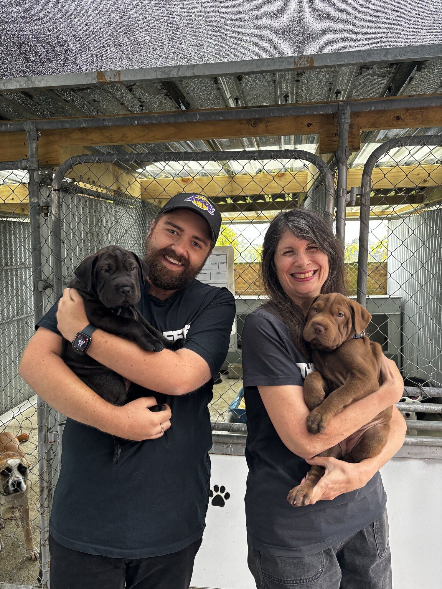 Jolene and Max from The Breeze Breakfast Show visit to the Tauranga SPCA. Photo / supplied