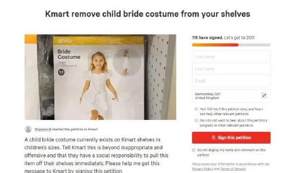 Kmart Removes Child Bride Costume After Online Petition
