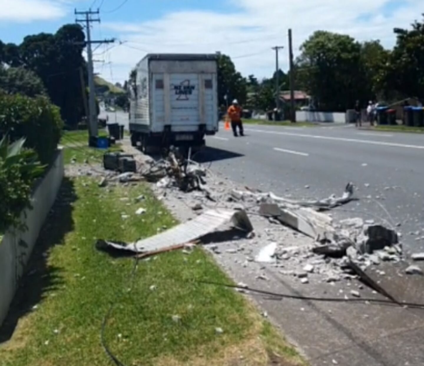 The crash brought down power lines in Mt Wellington. Image / Supplied