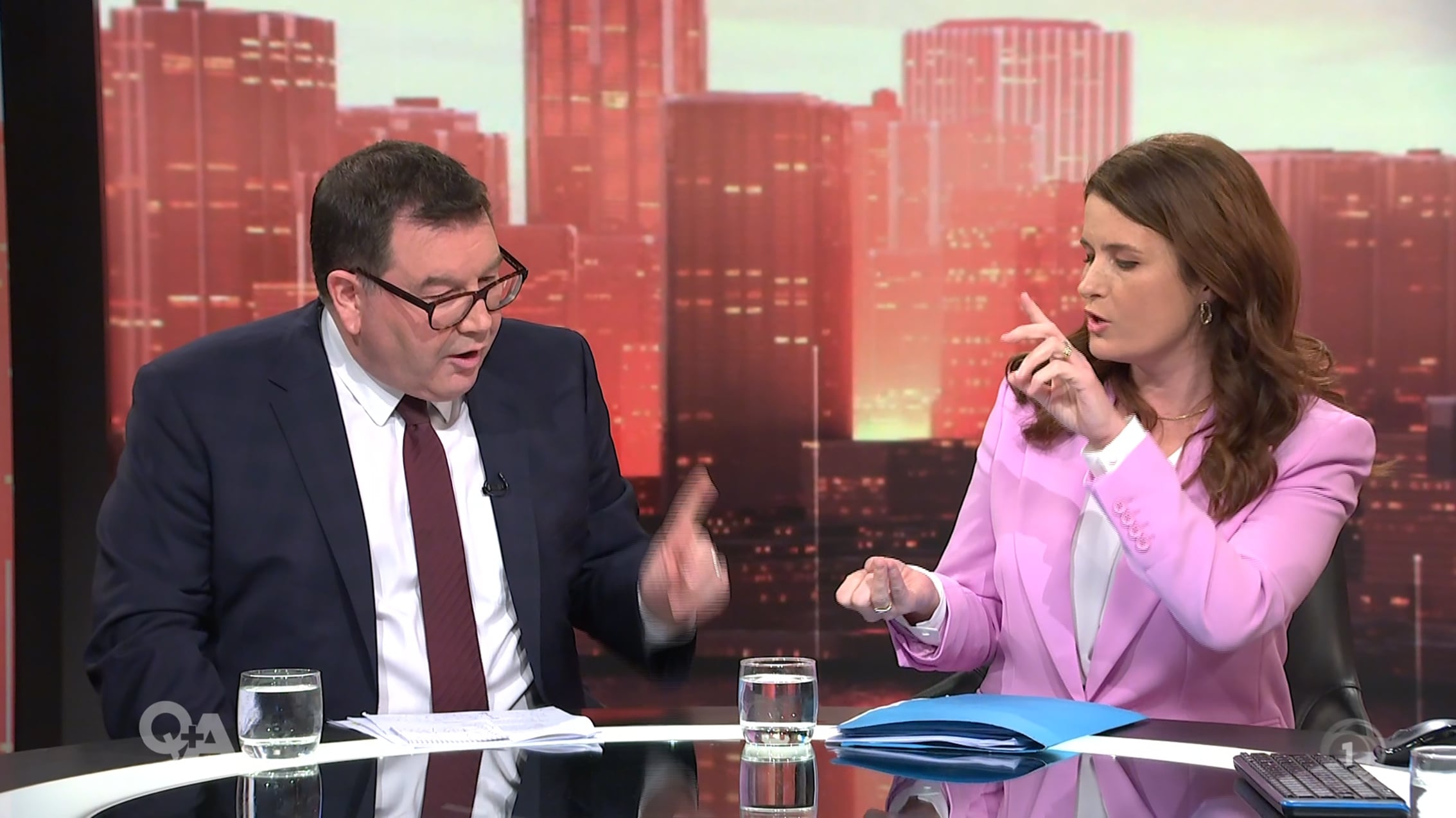 Labour Party finance spokesman Grant Robertson and National Party Finance spokeswoman Nicola Willis have clashed on TVNZ's Q&A. Photo / TVNZ