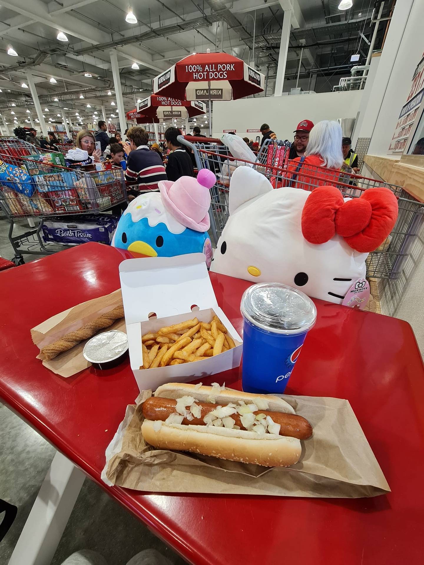Arielle Rae Aguilar went to Costco just to get Hello Kitty toys and food from the foodcourt. Photo / Costco NZ Fans FB page