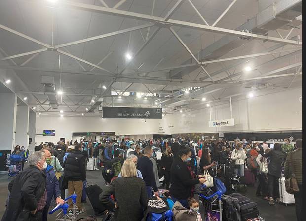 Crowds swarm to Auckland Airport domestic terminal. Photo / Sam Murphy