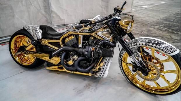 A gold-plated Harley Davidson seized by police in April. Photo / NZ Police