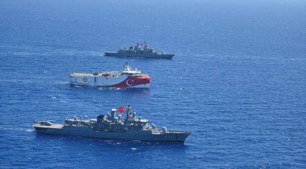 Turkish research vessel the Oruc Reis which has been sailing into waters claimed by Greece. Photo / Getty