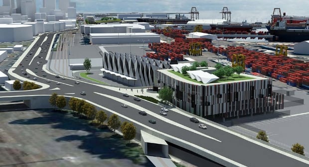 Ports of Auckland masterplan proposed engineering workshop and head office picture supplied by Ports of Auckland