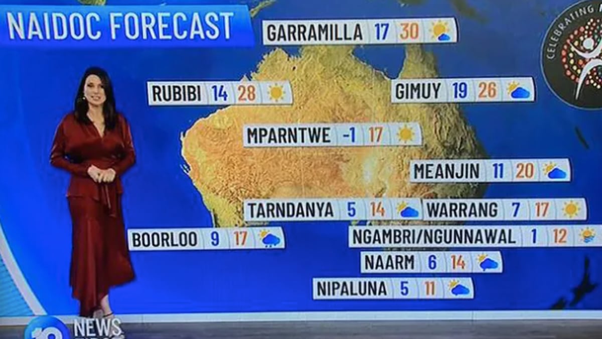 Photo of Channel 10 a applaudi le segment météo de Nadoc en utilisant les noms de villes australiennes traditionnelles
