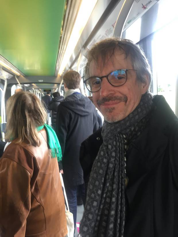 Blanc on an Alstom tram. Photo / Anne Gibson