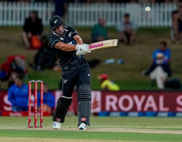 Colin de Grandhomme was at his devastating best for the Black Caps. Photo / Photosport