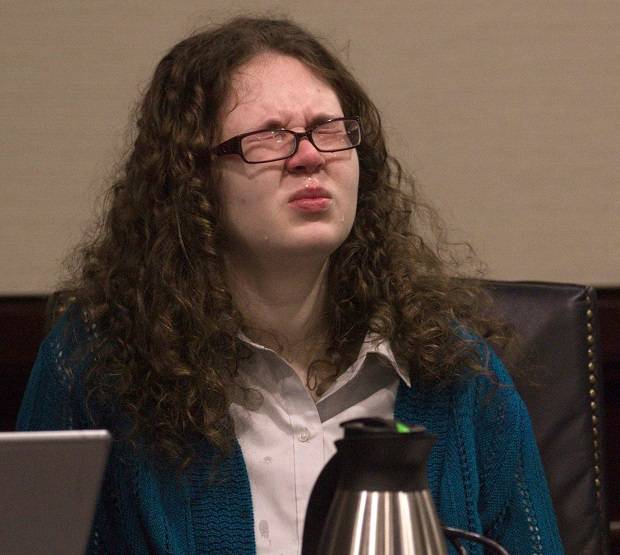 Natalie Keepers reacts during the sentencing phase of her trial. Photo / AP