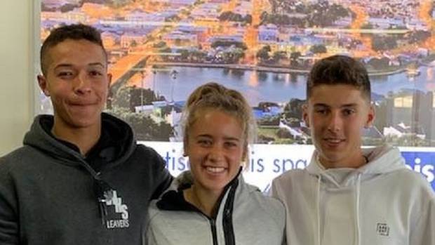 Whanganui athletes Jonathan Maples, left, Tayla Brunger and Andres Hernandez are race fit and ready to tackle North American track form on three consecutive weekends.