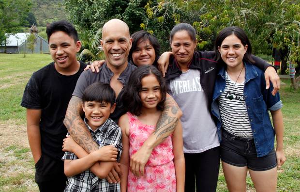 He didn't get to meet them all, but these are Pestall Pauro's grandchildren: Marino, Hinekura, Moana, Tiari and TeRangihaeata Pauro. Not pictured is Tim's son Tomo (Christian). Photo / Stuart Munro