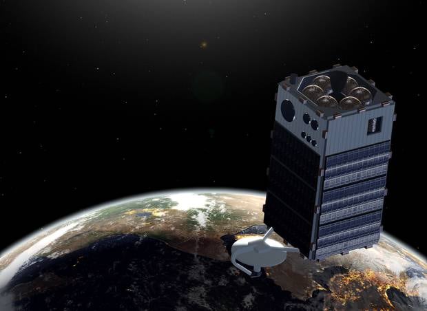 Flying in space - an artist's rendering of the MethaneSAT satellite.
