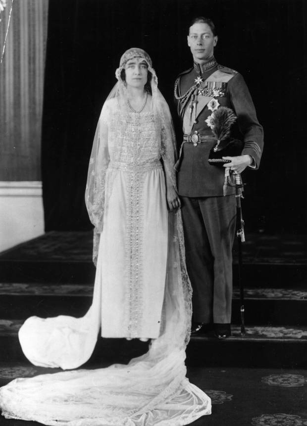 The wedding of the Queen Mother, Elizabeth, and King George in 1923. Photo / Getty Images