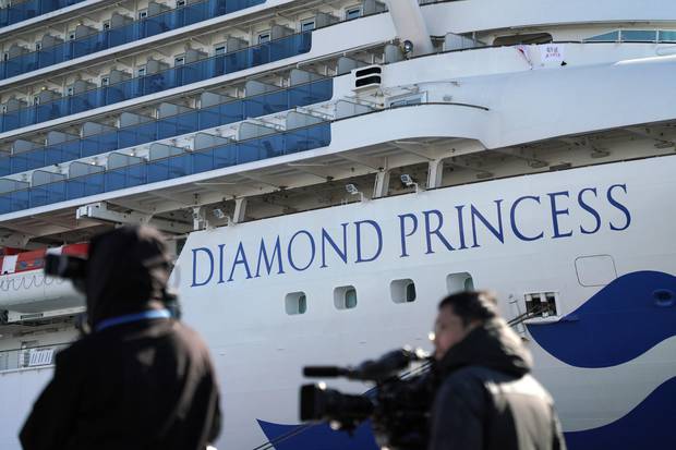 The quarantined cruise ship Diamond Princess is anchored in the Yokohama Port. Photo / AP