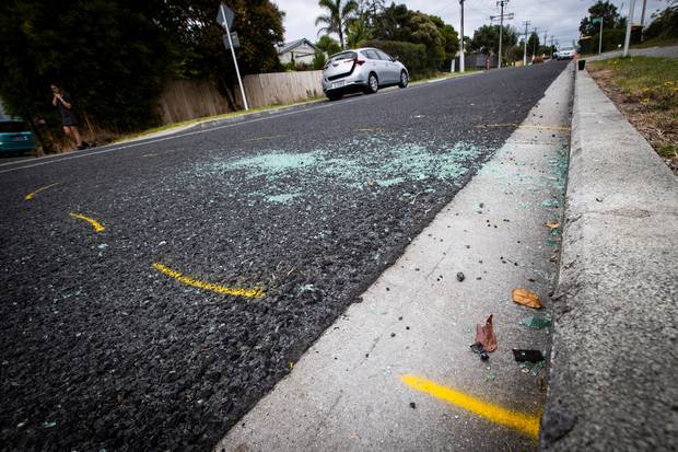 Clayburn Rd, in Glen Eden, where a number of people were injured after a collision with a car outside a party on Sunday morning. Photo / Jason Oxenham.