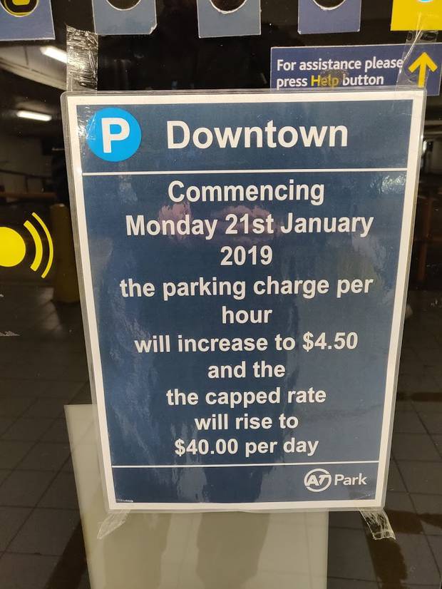 The daily rate at Downtown car park is increasing from $24 to $40.