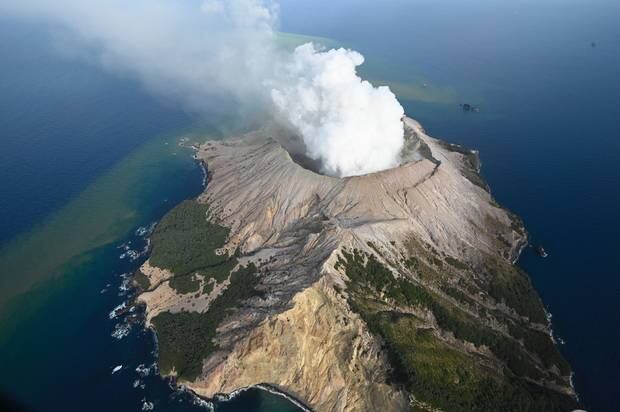 An aerial view of Whakaari / White Island after the deadly December 9 eruption which claimed the lives of 20 people. Bay of Plenty Times photograph / George Novak
