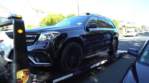 A Mercedes GLS being taken away by police. Photo / Supplied