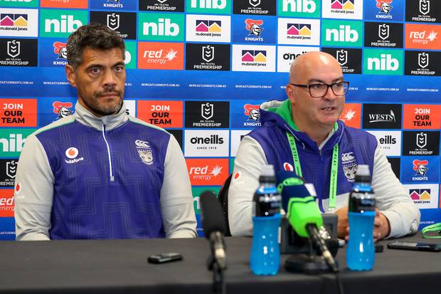 Warriors CEO Cameron George (right) and coach Stephen Kearney. Photo / Photosport