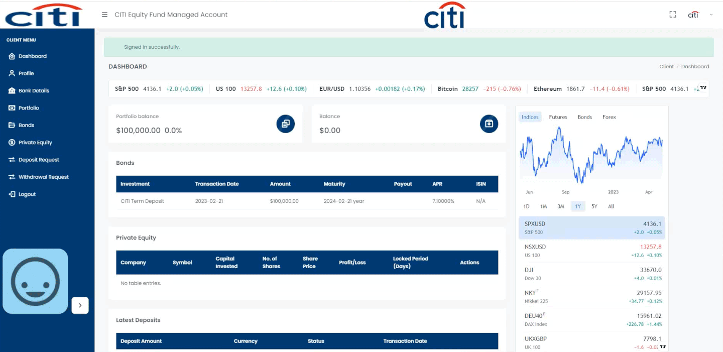 A fake Citibank investor portal used in an elaborate scam to defraud a North Shore real estate agent out of $100,000. Photo / Supplied