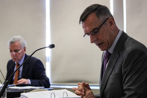 Tim Keating gives evidence at the Operation Burnham inquiry in Wellington. Photo / Boris Jancic 