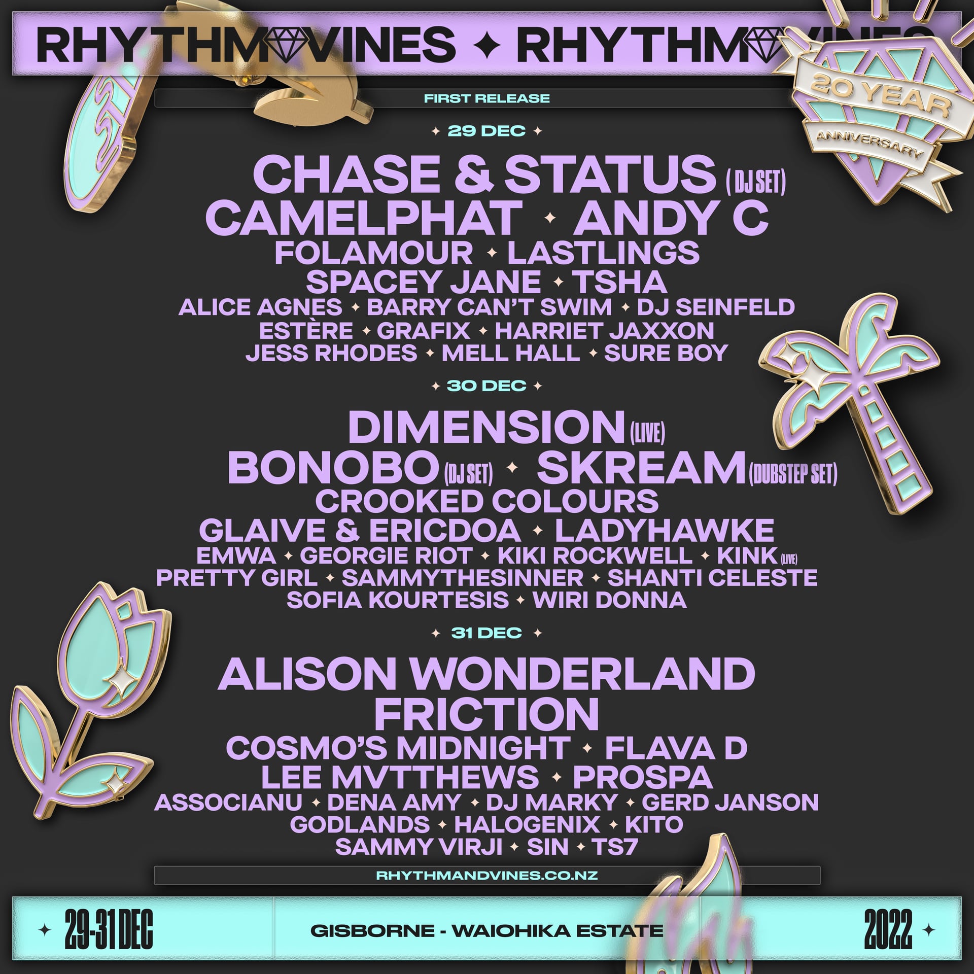 Rhythm and Vines 2022 First line up announced for 20 year