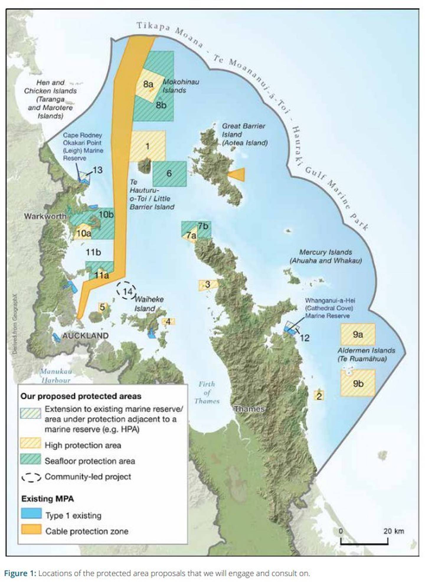 Proposed new protected areas in the Hauraki Gulf. Image / Supplied
