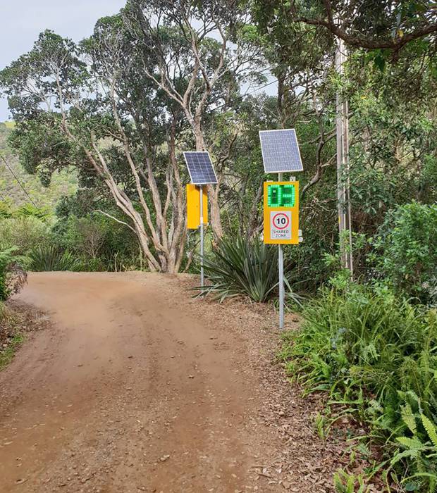 Gary Thomason installed three commercial speed signs on his shared driveway. Photo / Gary Thomason