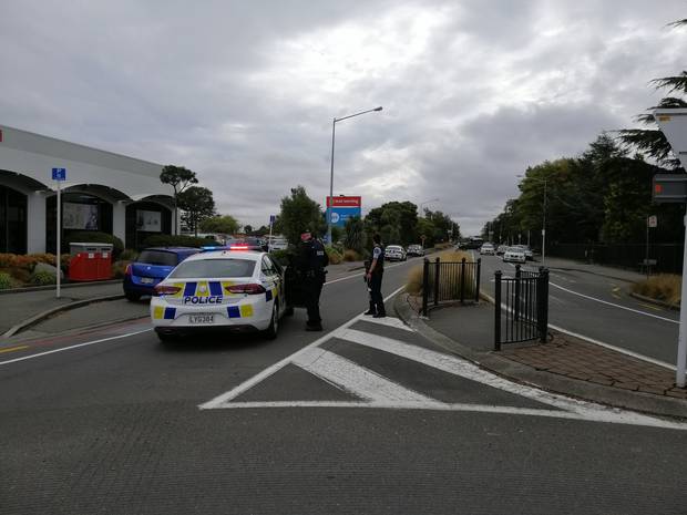 Armed police on Langdons Road in Papanui. Photo / Broadcast Media