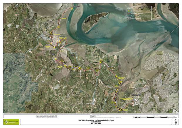 A map of the proposed Ōmokoroa to Tauranga cycleway. Photo / Western Bay of Plenty District Council 