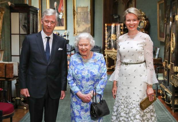 Queen Elizabeth II poses with King Philippe of Belgium and Queen Mathilde of Belgium at Windsor Castle. Photo / Getty Images