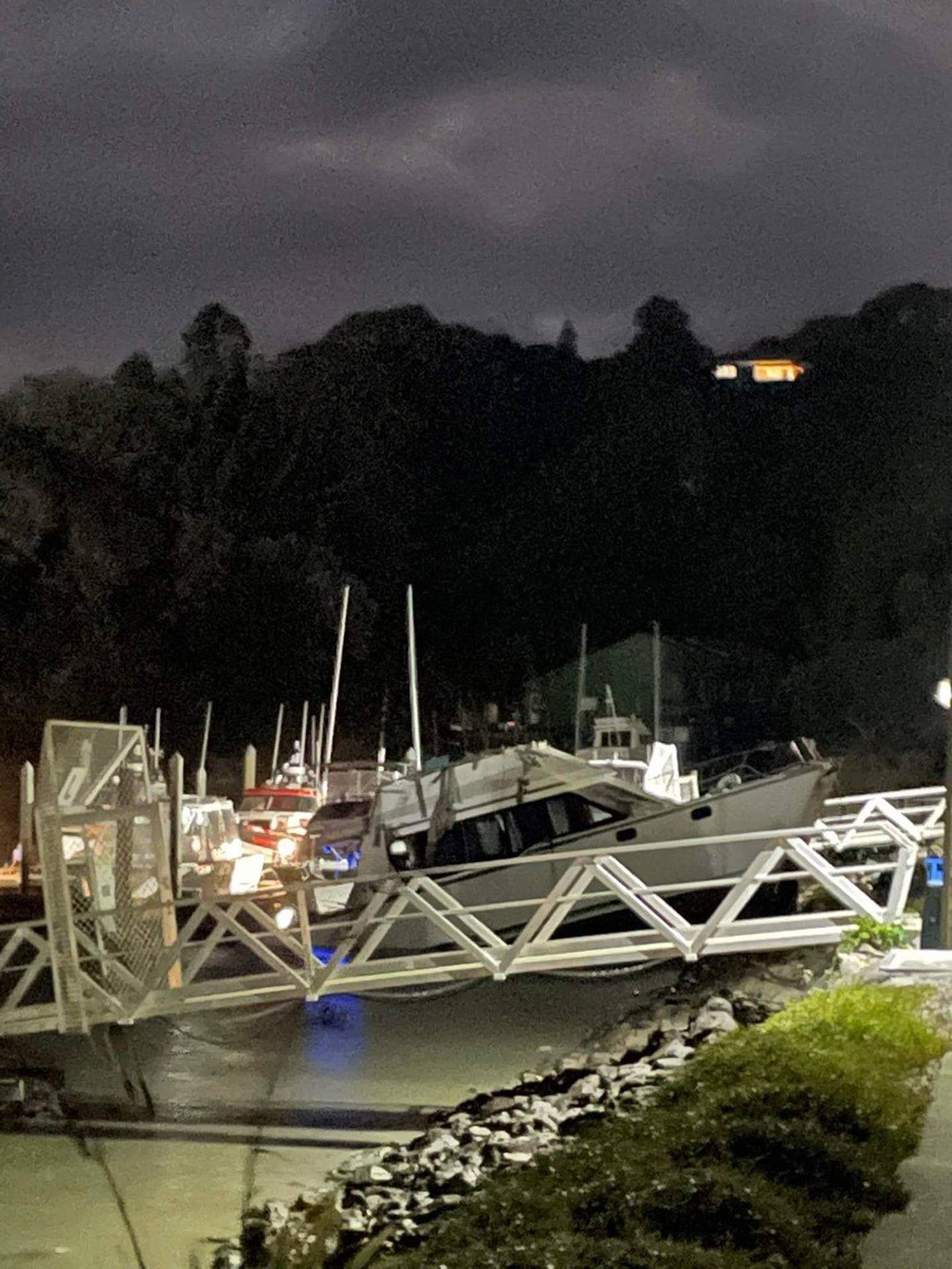 Multiple boats have been destroyed in a surge at Tutukaka in Northland overnight. Photo / Supplied
