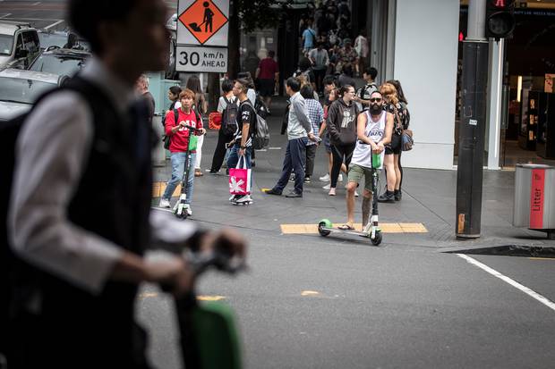 Lime scooters are being dumped from Auckland's streets. Photo / Michael Craig.